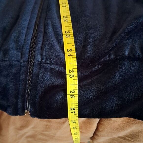 Vintage Y2K Jacket Velvet Plus Size Navy Blue Comfy Track Velour Loungewear - Picture 9 of 9